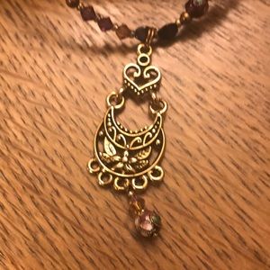 Beaded necklace with gold pendant NWOT